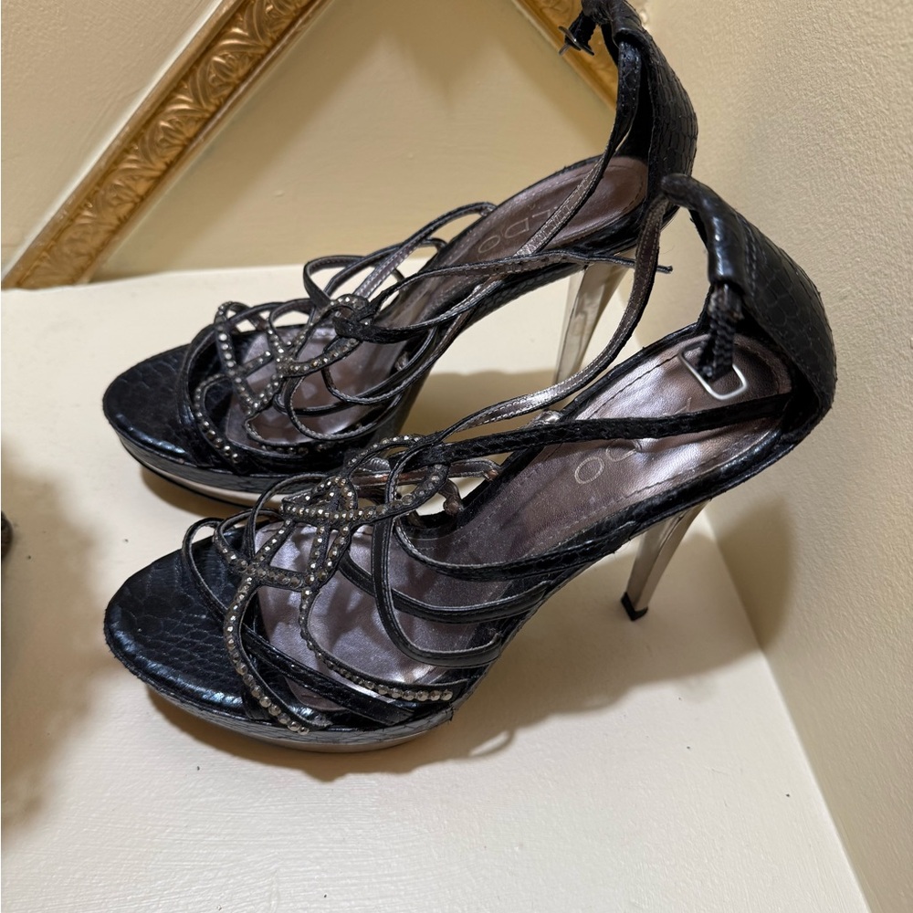 Aldo Black Strappy Heels